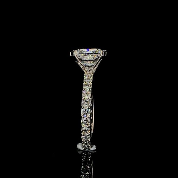 Solitaire Princess 4CT Diamond Ring With Band Made In 18/14/10KT Gold Studded With Shinny Moissanite Diamond For Anniversary Gift For Her