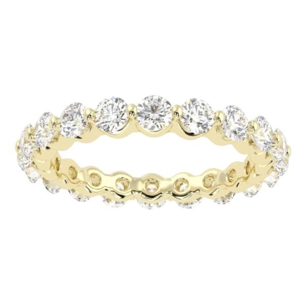 Round Cut Eternity Diamond Ring Made In 18 / 14 / 10 KT Gold Embellished With Certified Lab Diamond For Anniversary And Wedding Gift For Her