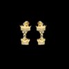 VVS Gems Crown Drop Earring Made In 18 / 14 / 10 KT Gold Embellished With Certified Lab Diamonds For The Birthday And Anniversary Gift