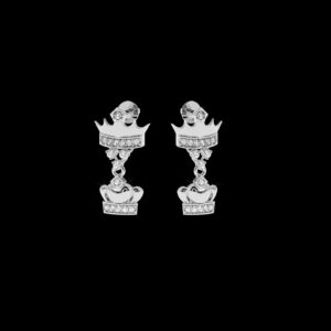 VVS Gems Crown Drop Earring Made In 18 / 14 / 10 KT Gold Embellished With Certified Lab Diamonds For The Birthday And Anniversary Gift