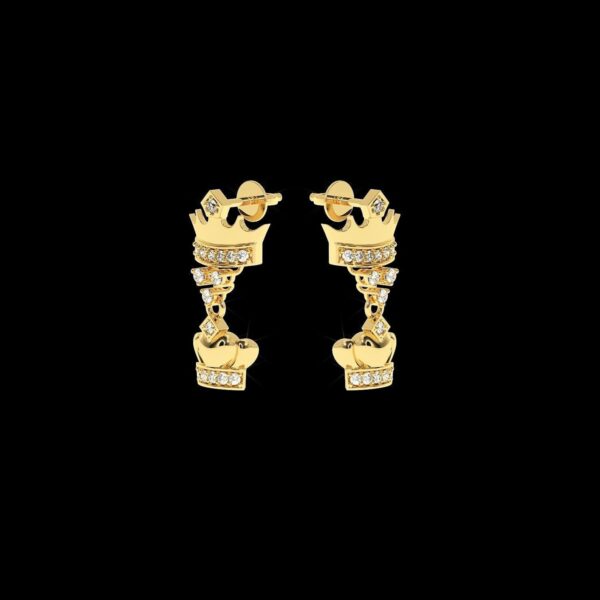 VVS Gems Crown Drop Earring Made In 18 / 14 / 10 KT Gold Embellished With Certified Lab Diamonds For The Birthday And Anniversary Gift