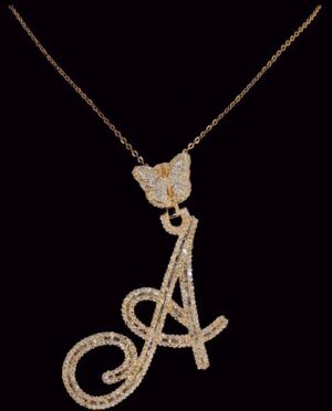 Iced Out Initial Letter Pendant Made In 10 /14 /18 KT Gold Studded With Shinny Moissanite Diamonds For Birthday And Anniversary Gift For Her