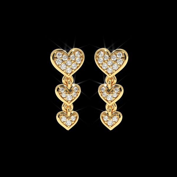 Heart Drop Style Earring Made In 18 / 14 / 10 KT Gold Embellished With Certified Lab Diamonds For Anniversary And Birthday Gift For Her