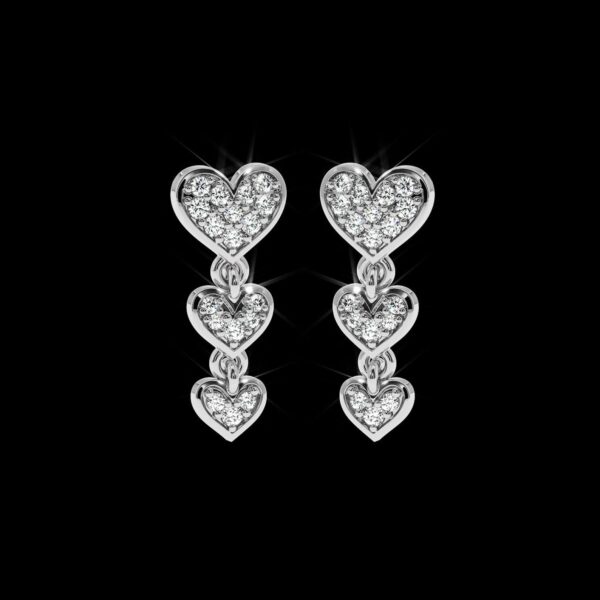 Heart Drop Style Earring Made In 18 / 14 / 10 KT Gold Embellished With Certified Lab Diamonds For Anniversary And Birthday Gift For Her