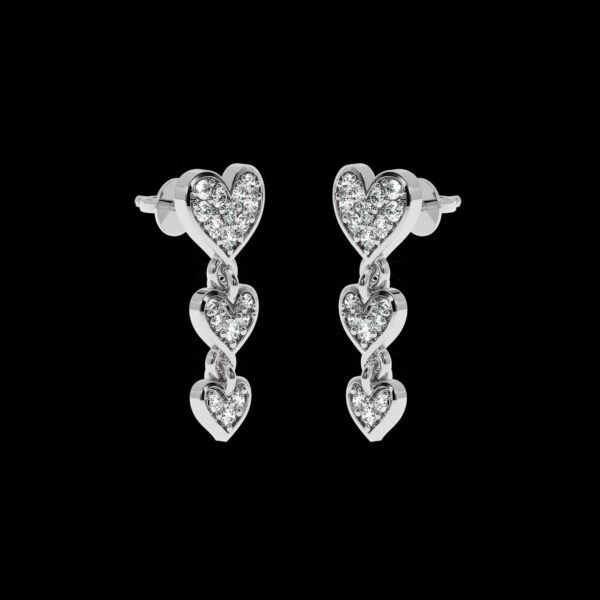 Heart Drop Style Earring Made In 18 / 14 / 10 KT Gold Embellished With Certified Lab Diamonds For Anniversary And Birthday Gift For Her