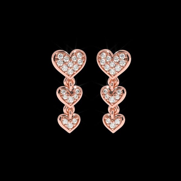 Heart Drop Style Earring Made In 18 / 14 / 10 KT Gold Embellished With Certified Lab Diamonds For Anniversary And Birthday Gift For Her