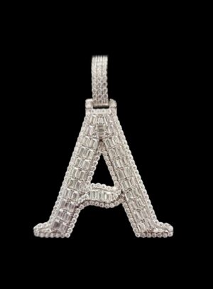 Iced Out Any Alphabet Letter Pendant In Any Size Made in 925 Sterling Silver Embellished with Shinny Moissanite Diamonds For Birthday Gift