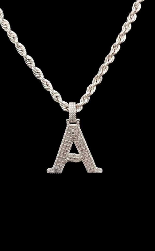 Iced Out Any Alphabet Letter Pendant In Any Size Made in 925 Sterling Silver Embellished with Shinny Moissanite Diamonds For Birthday Gift