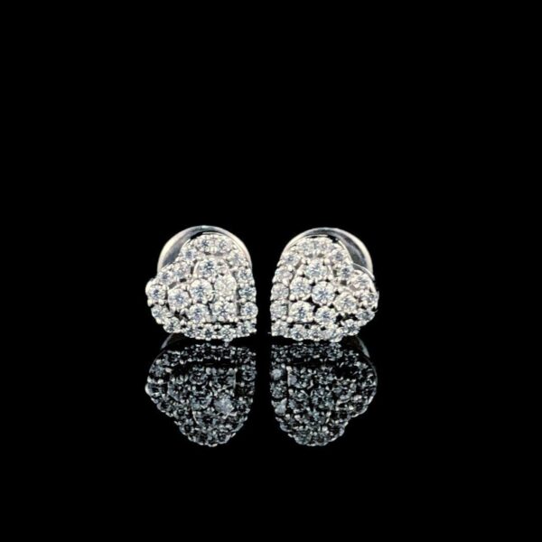 Iced Out Heart Earring Made in 18 / 14 / 10 kt Gold Studded with VVS Colorless Moissanite/CZ Stone, Unisex Earring, Light Weight Earring