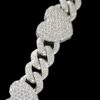 Iced Out Heart Cuban Link Bracelet Made in 925 Sterling Silver Embellished With Shinny Moissanite Diamonds For Birthday And Anniversary Gift