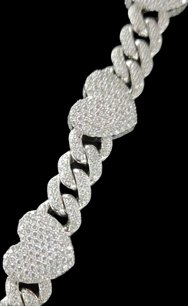 Iced Out Heart Cuban Link Bracelet Made in 925 Sterling Silver Embellished With Shinny Moissanite Diamonds For Birthday And Anniversary Gift