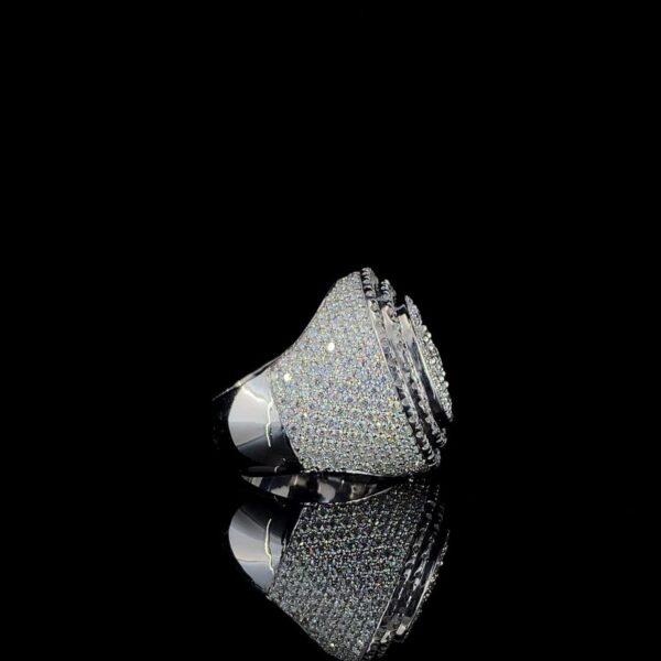 Iced Out Hip Hop Ring Made In 18 / 14 / 10 KT Gold Embellished Studded With Shinny Moissanite Diamonds For Birthday Gift