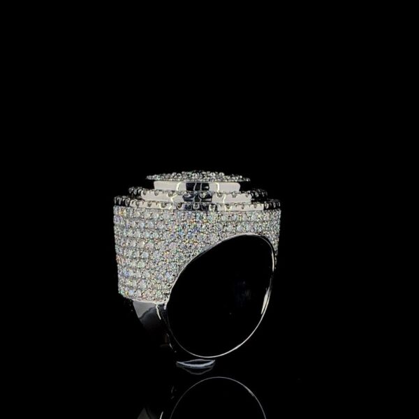 Iced Out Hip Hop Ring Made In 18 / 14 / 10 KT Gold Embellished Studded With Shinny Moissanite Diamonds For Birthday Gift