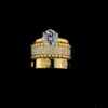 Iced Out Three Ring Set Made In 14/10 KT Gold Studded With Shinny Moissanite Diamonds For Birthday And Anniversary Gift To Special Person