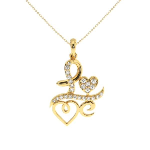 Love Style Pendant Made In 18/ 14/ 10/ KT Gold Embellished With Certified Lab Diamonds For The Birthday And Anniversary Gift To Special One