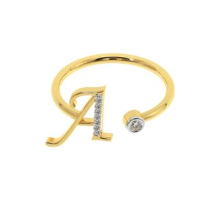 Initial Letter Ring From A To Z Made In 18/4/10 KT Gold Studded With Lab Certified Diamonds For Birthday And Anniversary Gift To Special One