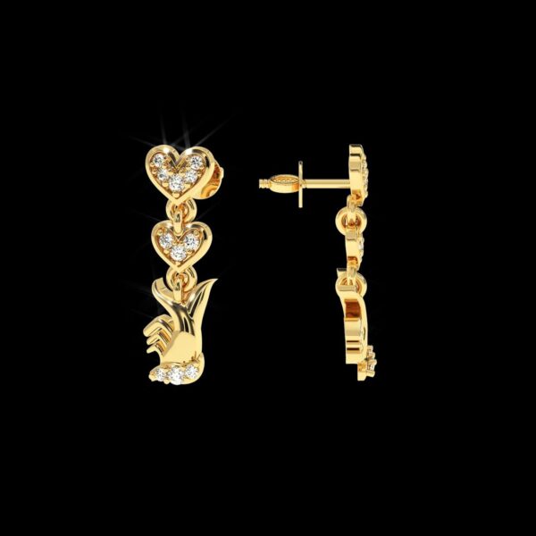 Heart Style Diamond Earring Made In 18/14/10 KT Gold Studded With Certified Lab Diamond For Anniversary And Birthday Gift For Special Person