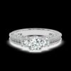 Three Stone Engagement Diamond Ring Made In 18 / 14 / 10 KT Gold Embellished With Certified Lab Diamonds For Wedding And Anniversary Gift