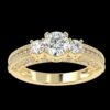 Three Stone Engagement Diamond Ring Made In 18 / 14 / 10 KT Gold Embellished With Certified Lab Diamonds For Wedding And Anniversary Gift