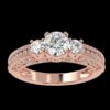 Three Stone Engagement Diamond Ring Made In 18 / 14 / 10 KT Gold Embellished With Certified Lab Diamonds For Wedding And Anniversary Gift