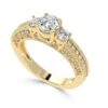 Three Stone Engagement Diamond Ring Made In 18 / 14 / 10 KT Gold Embellished With Certified Lab Diamonds For Wedding And Anniversary Gift