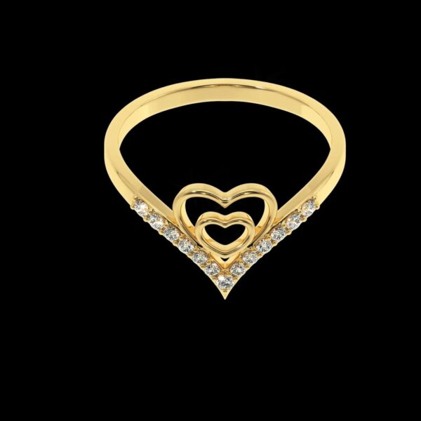 Double Heart Gold Ring Made In 18/14/10 KT Gold Embellished With Certified Lab Diamonds For Wedding And Anniversary Gift For Special Person
