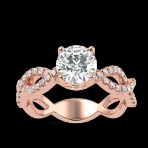 Twisted Style Gold Diamond Ring Made IN 18 / 14 / 10 KT Gold Embellished With Certified Lab Diamond For Anniversary And Wedding Gift For Her