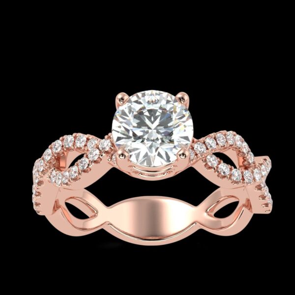 Twisted Style Gold Diamond Ring Made IN 18 / 14 / 10 KT Gold Embellished With Certified Lab Diamond For Anniversary And Wedding Gift For Her