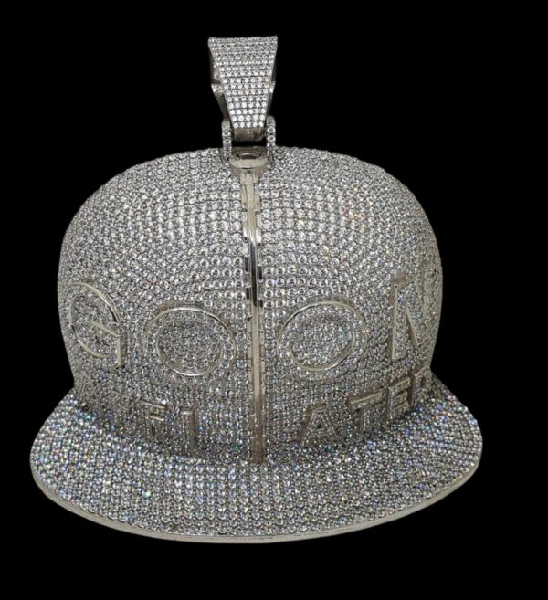 Iced Out Goon Hip Hop Customized Cap Shape Pendant Studded With Shinny Moissanite Diamonds For The Birthday And Memorial Gift Unisex Pendant