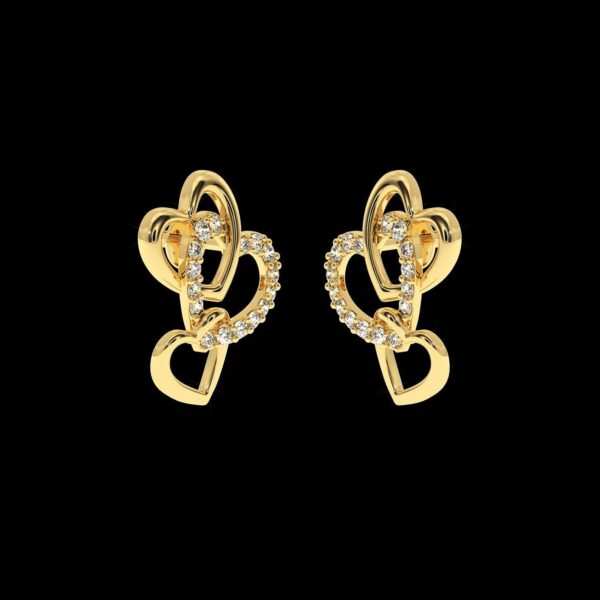 Heart Shape Stud Valentine Gift Earring Made In 18 / 14 / 10 KT Gold Embellished With Certified Lab Diamond For Wedding And Anniversary Gift