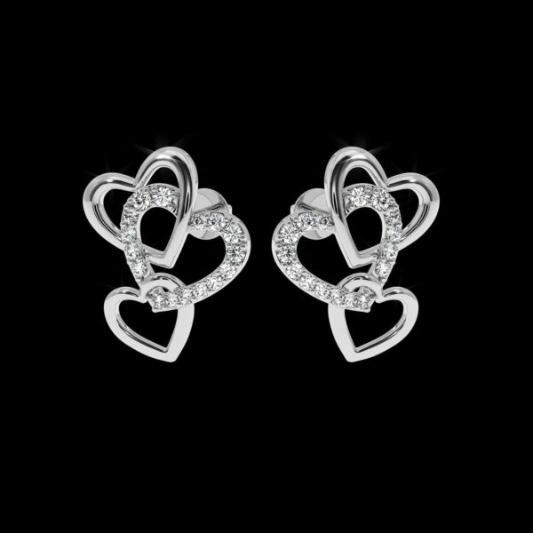Heart Shape Stud Valentine Gift Earring Made In 18 / 14 / 10 KT Gold Embellished With Certified Lab Diamond For Wedding And Anniversary Gift