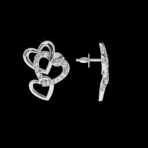 Heart Shape Stud Valentine Gift Earring Made In 18 / 14 / 10 KT Gold Embellished With Certified Lab Diamond For Wedding And Anniversary Gift