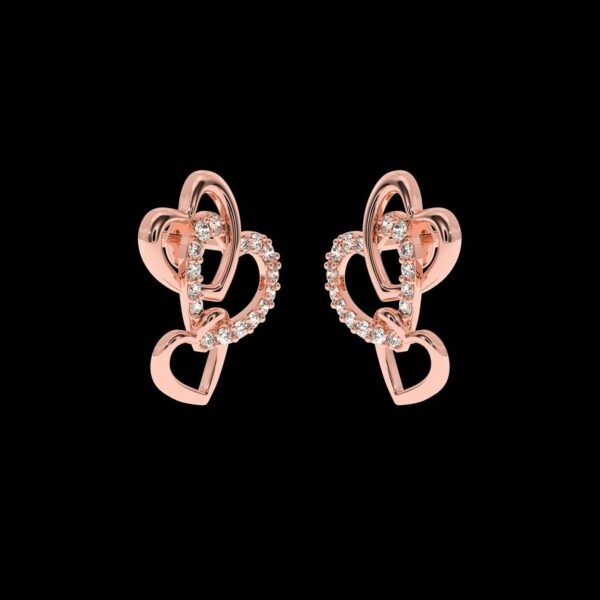 Heart Shape Stud Valentine Gift Earring Made In 18 / 14 / 10 KT Gold Embellished With Certified Lab Diamond For Wedding And Anniversary Gift