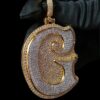 Iced Out Initial G Letter Pendant 3"Long 1.25"Wide Made In 925 Sterling Silver Embellished With Shinny Moissanite Diamonds For Birthday Gift