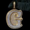 Iced Out Initial G Letter Pendant 3"Long 1.25"Wide Made In 925 Sterling Silver Embellished With Shinny Moissanite Diamonds For Birthday Gift