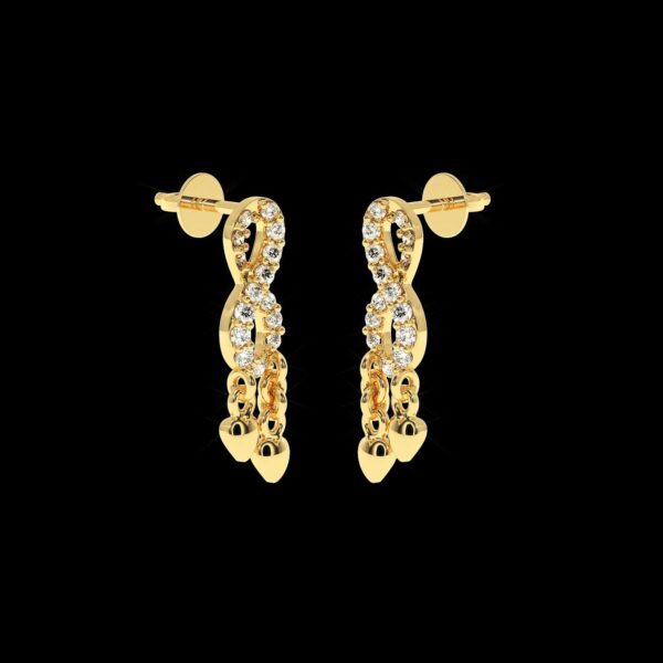 Drop Diamond Earring Made In 18 / 14 / 10 KT Gold Embellished With Certified Lab Diamonds For Wedding And Anniversary Gift For Her
