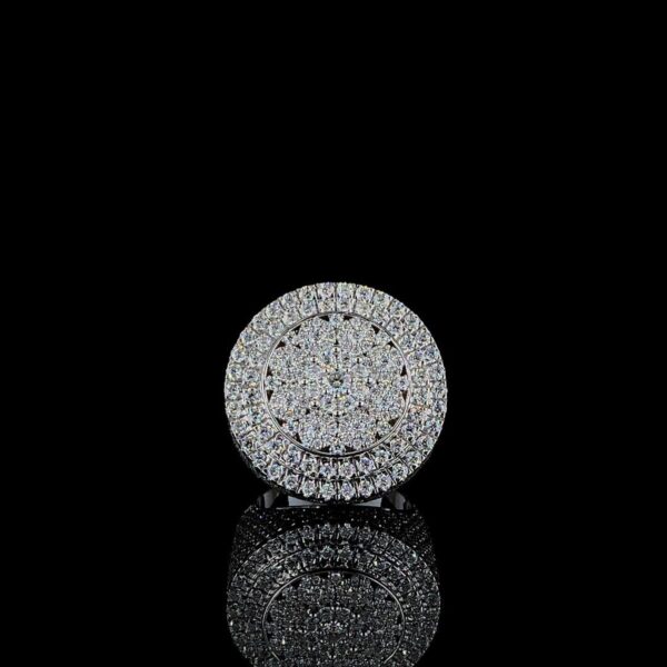 Iced Out Hip Hop Ring Made In 18 / 14 / 10 KT Gold Embellished Studded With Shinny Moissanite Diamonds For Birthday Gift