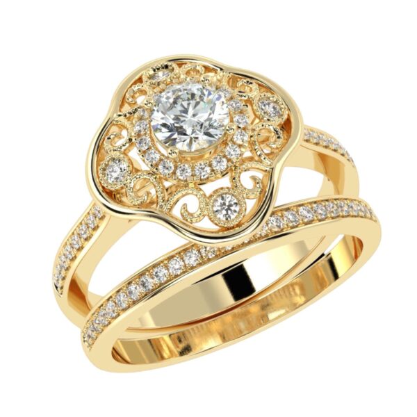 Two Layered Band Style Diamond Ring Made In 18 / 14 / 10 KT Gold Embellished With Certified Lab Diamonds For Wedding And Anniversary Gift