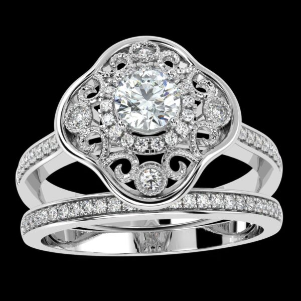 Two Layered Band Style Diamond Ring Made In 18 / 14 / 10 KT Gold Embellished With Certified Lab Diamonds For Wedding And Anniversary Gift