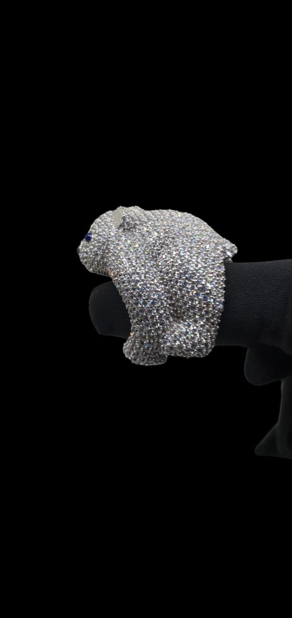 Iced Out Bear Shape Animal Ring Made in 925 Sterling Silver Embellished With Shinny Moissanite Stones For The Birthday Gift , Unisex Ring