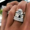 Iced Out Three Ring Set Made In 14/10 KT Gold Studded With Shinny Moissanite Diamonds For Birthday And Anniversary Gift To Special Person
