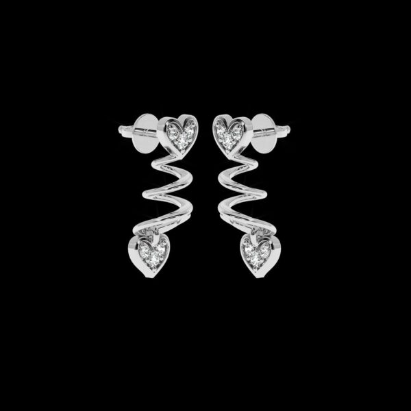 Heart Drop Gold Earring Made In 18 / 14 /10 KT Gold Embellished With Certified Lab Diamonds For Wedding And Anniversary Gift