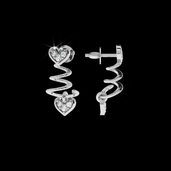 Heart Drop Gold Earring Made In 18 / 14 /10 KT Gold Embellished With Certified Lab Diamonds For Wedding And Anniversary Gift