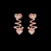 Heart Drop Gold Earring Made In 18 / 14 /10 KT Gold Embellished With Certified Lab Diamonds For Wedding And Anniversary Gift