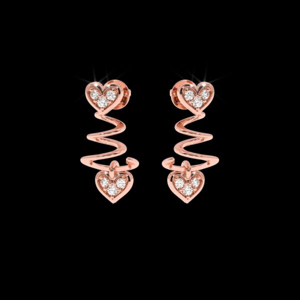 Heart Drop Gold Earring Made In 18 / 14 /10 KT Gold Embellished With Certified Lab Diamonds For Wedding And Anniversary Gift