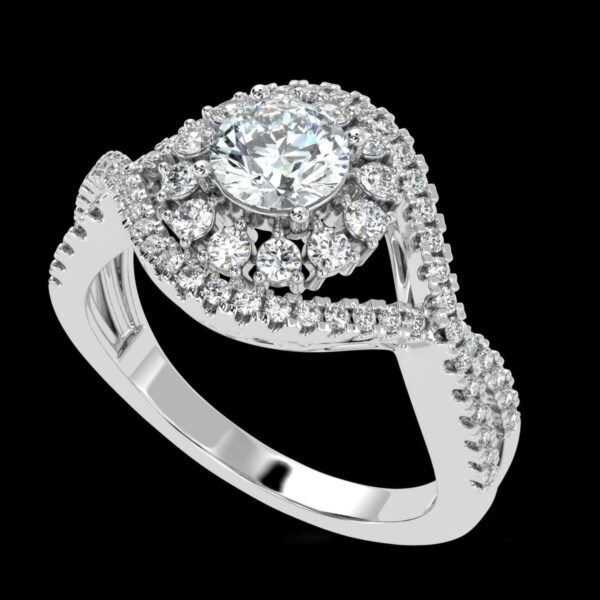 Twisted Style Diamond Ring Made In 18 / 14 / 10 KT Gold Embellished With Certified Lab Diamonds For Anniversary And Wedding Gift For Her