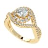 Twisted Style Diamond Ring Made In 18 / 14 / 10 KT Gold Embellished With Certified Lab Diamonds For Anniversary And Wedding Gift For Her