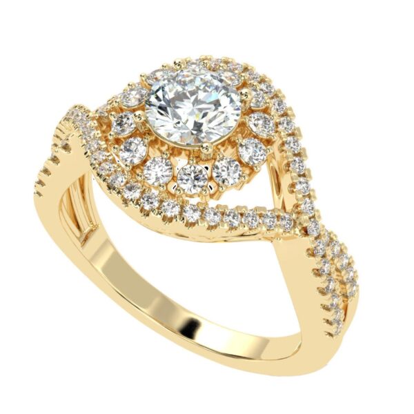 Twisted Style Diamond Ring Made In 18 / 14 / 10 KT Gold Embellished With Certified Lab Diamonds For Anniversary And Wedding Gift For Her