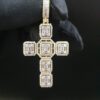 Iced Out Cross Pendant Made In 18 / 14 / 10 KT Gold Embellished With Shinny Moissanite Diamonds For Religious And Memorial Gift