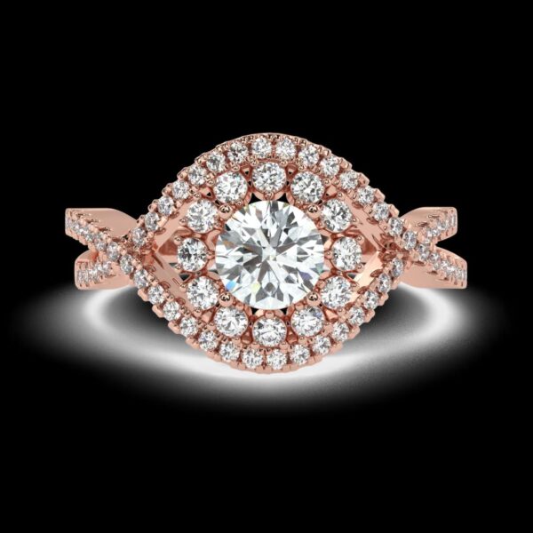 Twisted Style Diamond Ring Made In 18 / 14 / 10 KT Gold Embellished With Certified Lab Diamonds For Anniversary And Wedding Gift For Her